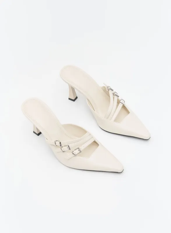 Cream Patent Buckle Mule - Cara sold by 4th and Reckless
