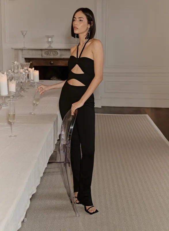 Black Cut Out Halterneck Jumpsuit - Blanche sold by 4th and Reckless