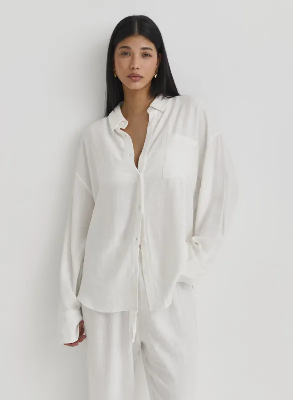 White Linen Shirt- Anna sold by 4th and Reckless
