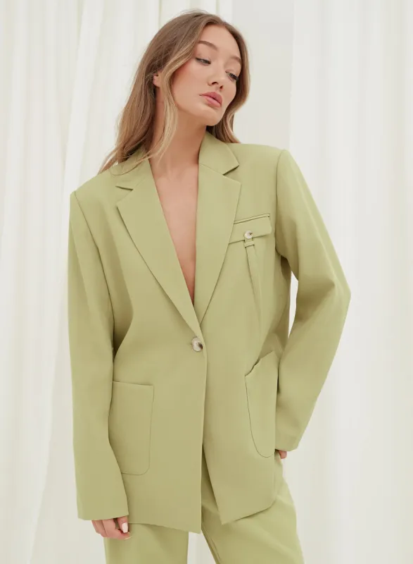 Green Oversized Pocket Detail Blazer - Max sold by 4th and Reckless