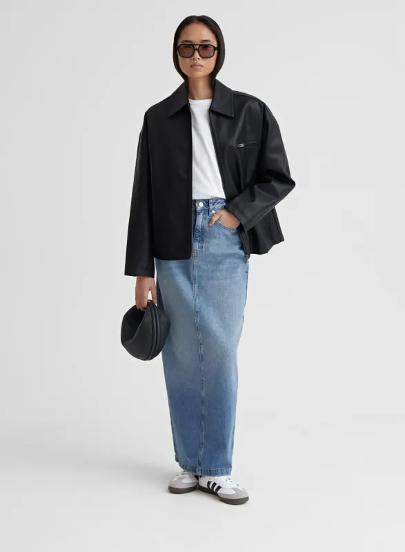 Antique Blue Denim Midaxi Skirt - Maxine sold by 4th and Reckless