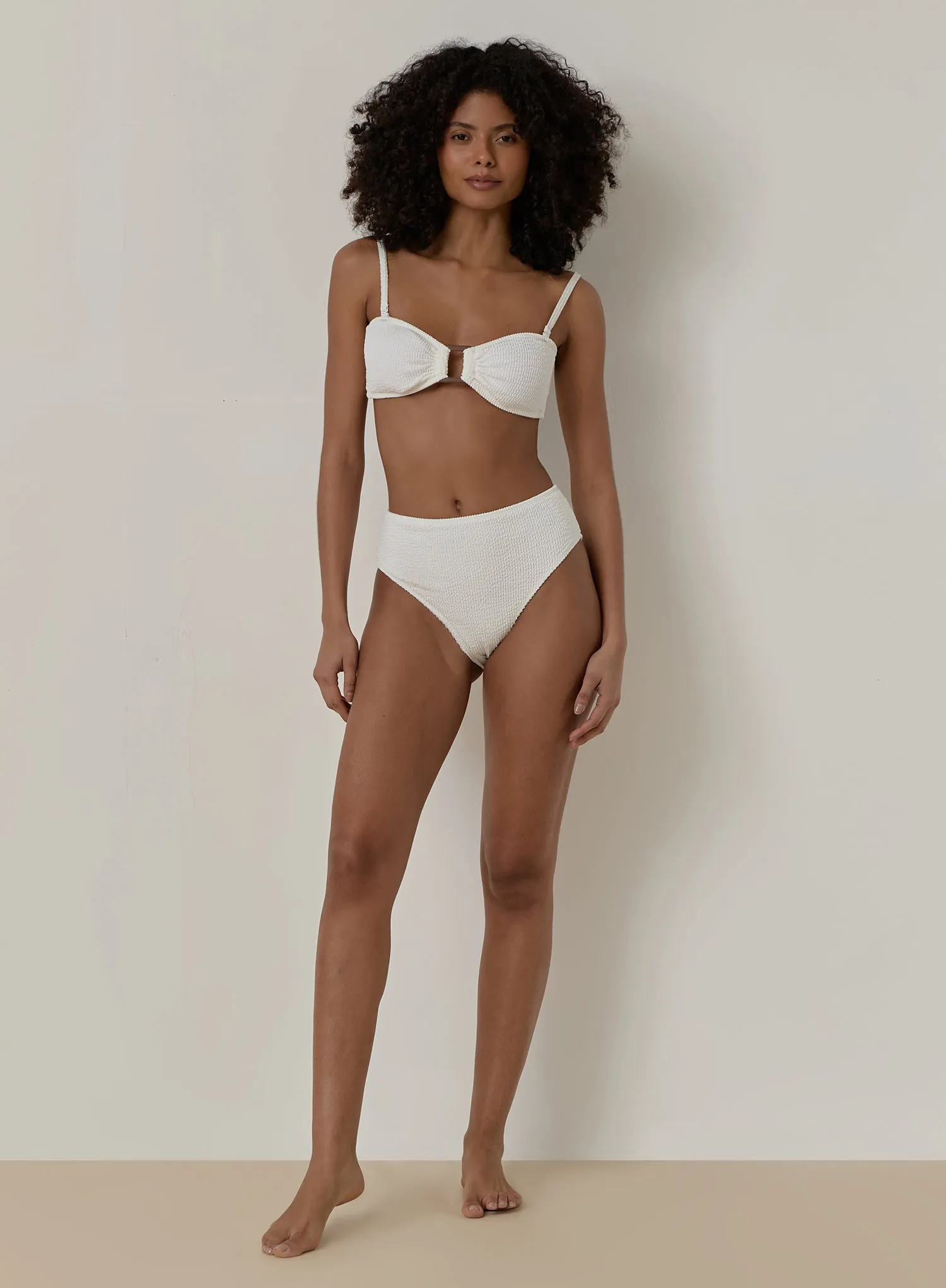 White Crinkle Tortoiseshell Buckle Bikini Top- Lulu sold by 4th and Reckless product image thumbnail 3