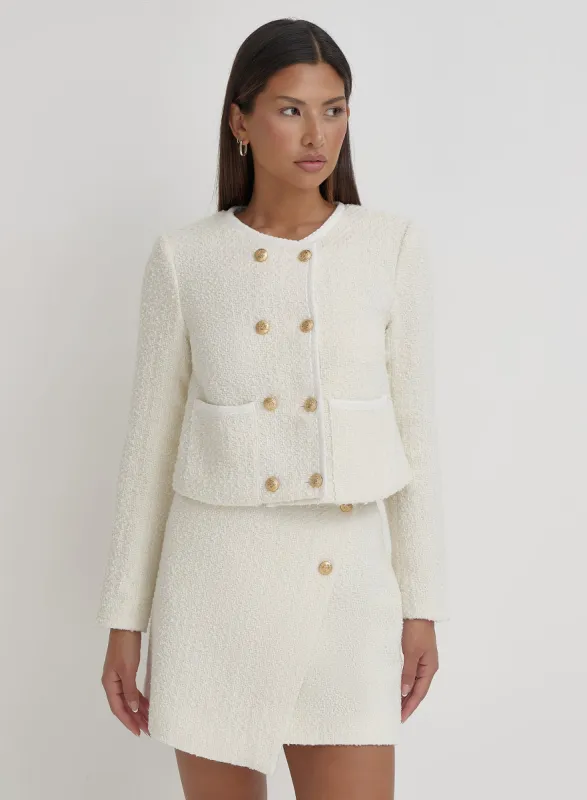 Cream Tweed Wool Jacket- Layana sold by 4th and Reckless