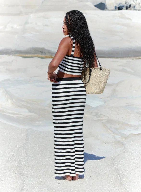 Black And Cream Stripe Knit Maxi Skirt – Zoe sold by 4th and Reckless