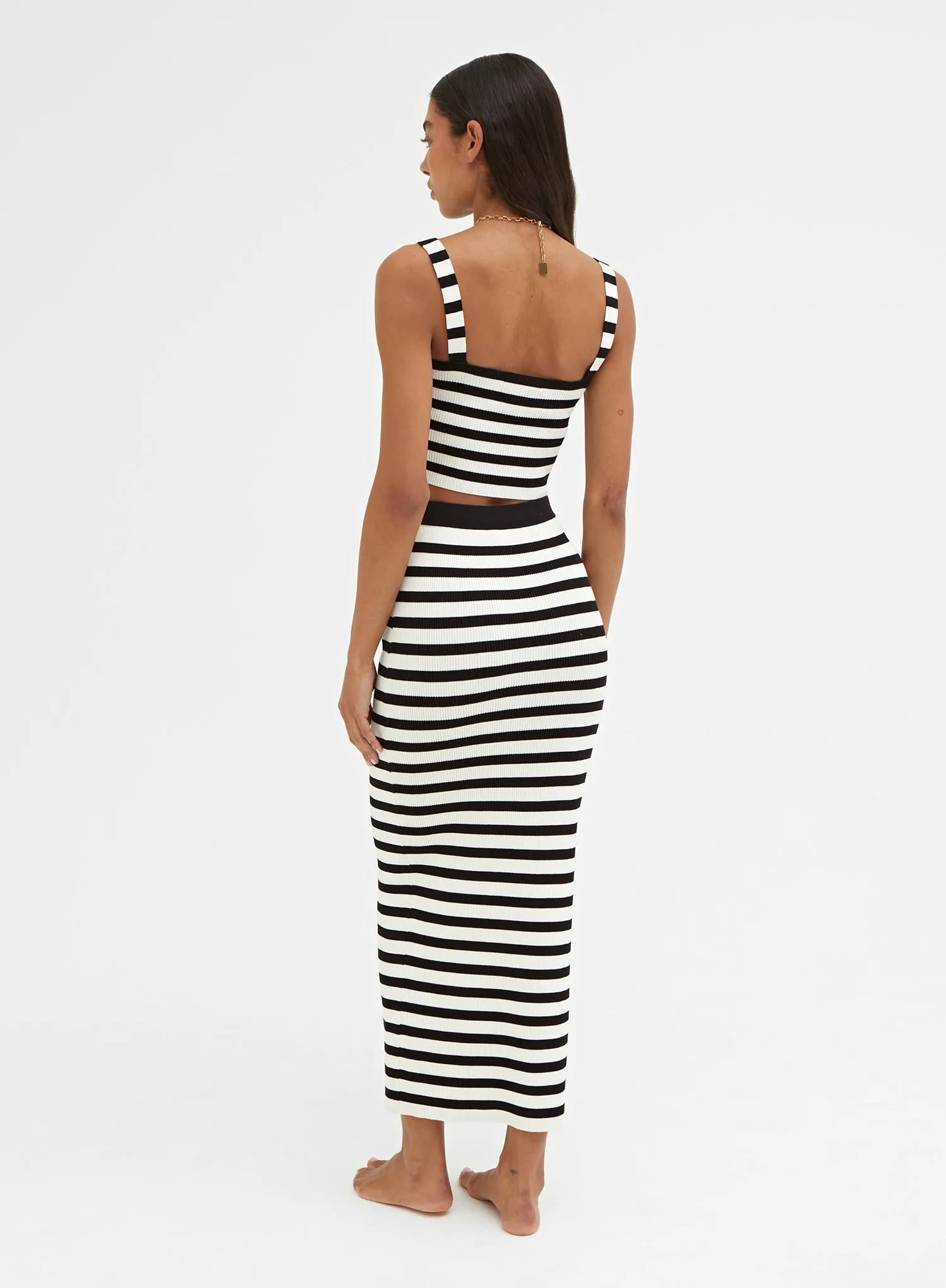 Black And Cream Stripe Knit Maxi Skirt – Zoe sold by 4th and Reckless product image thumbnail 5