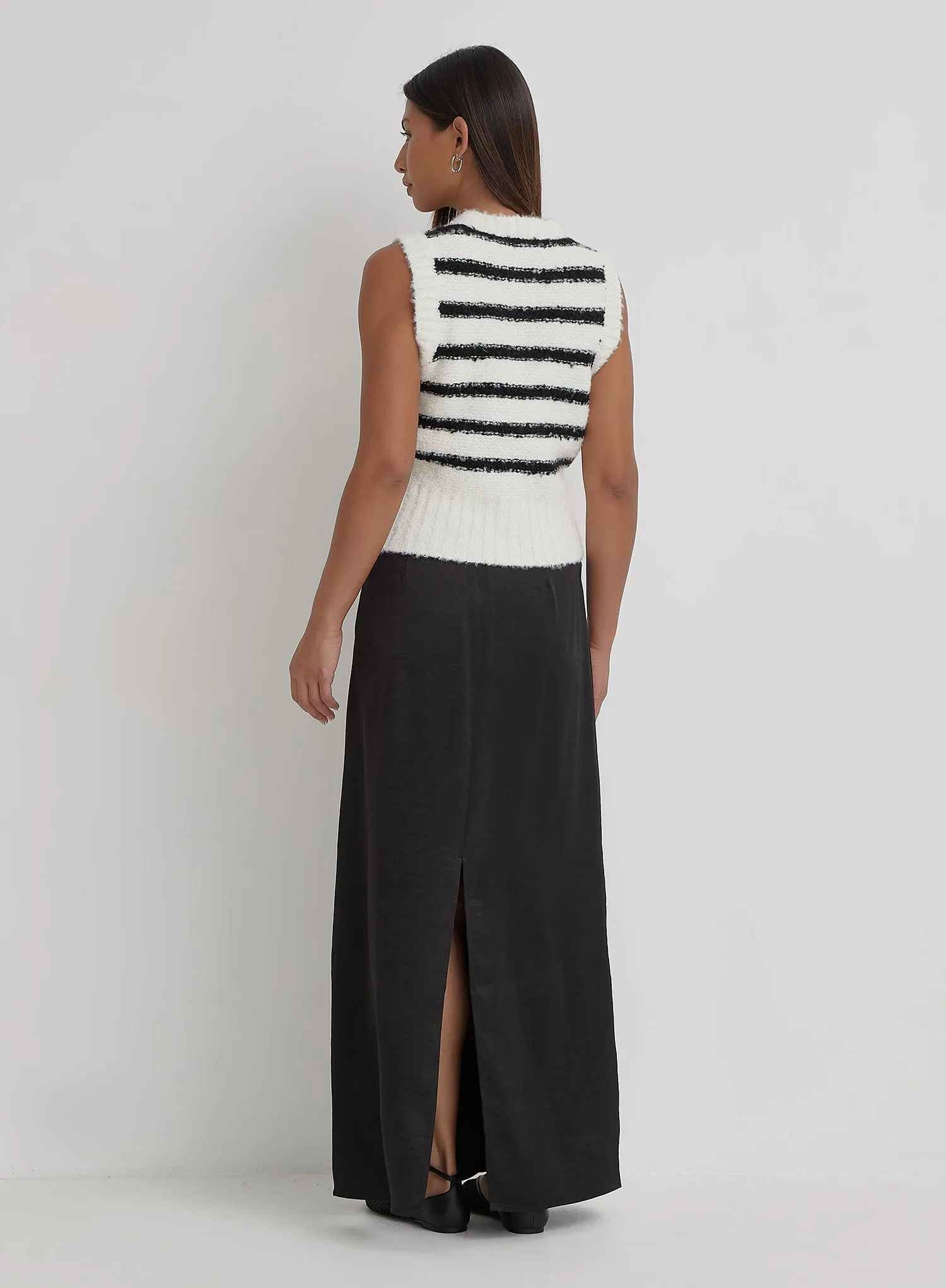 Black And Cream Stripe Knitted Waistcoat sold by 4th and Reckless product image thumbnail 4