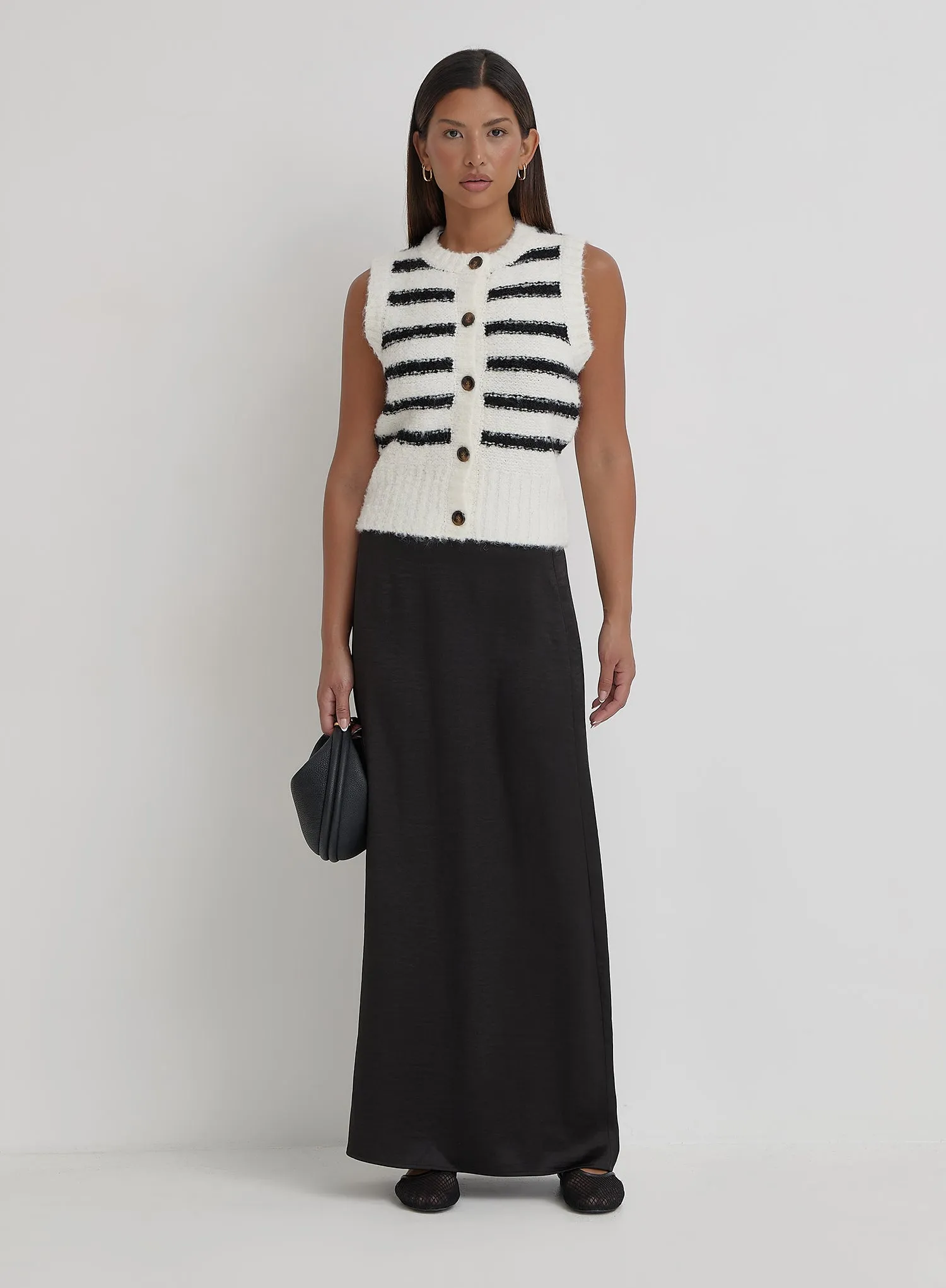 Black And Cream Stripe Knitted Waistcoat sold by 4th and Reckless