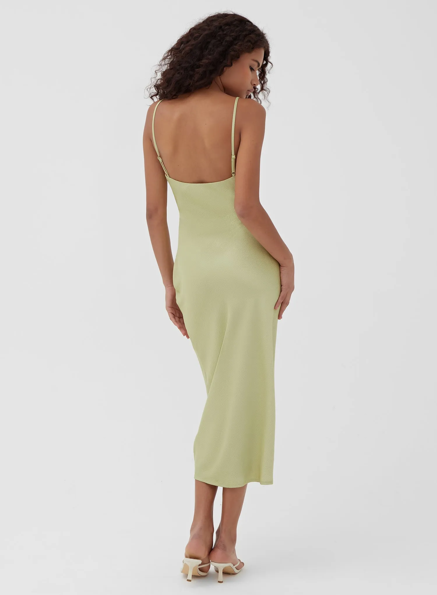 Olive Tie Front Satin Cami Dress - Clara sold by 4th and Reckless product image thumbnail 4