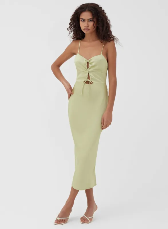 Olive Tie Front Satin Cami Dress - Clara sold by 4th and Reckless