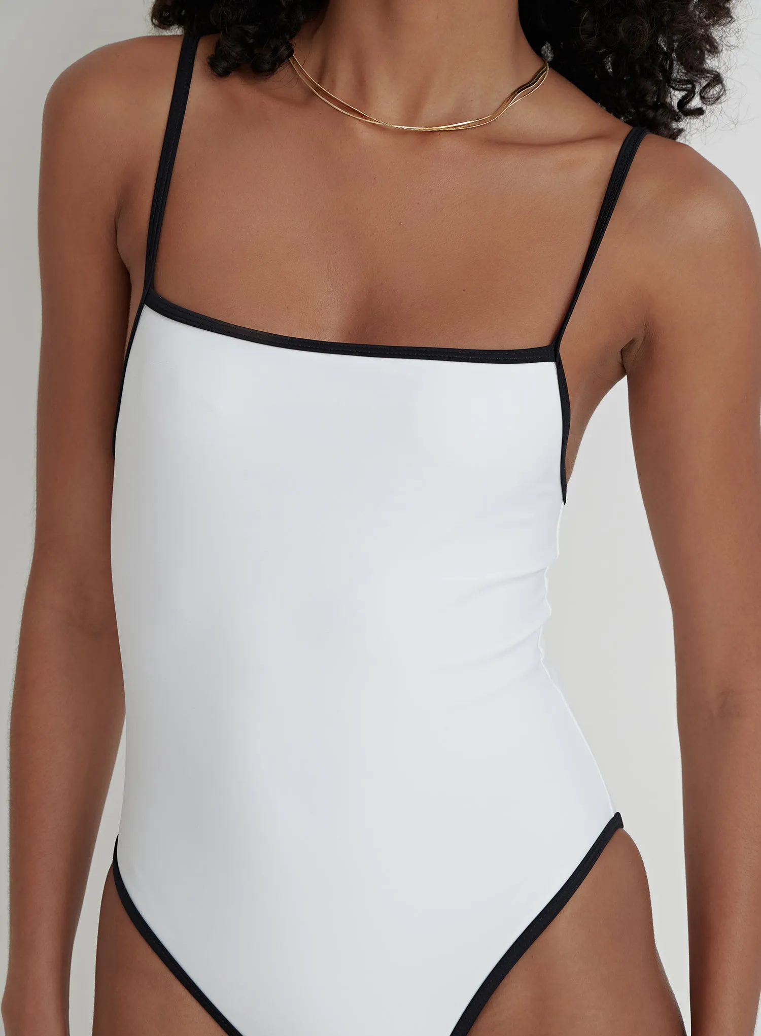 White Contrast Trim Swimsuit- Sicily sold by 4th and Reckless product image thumbnail 3