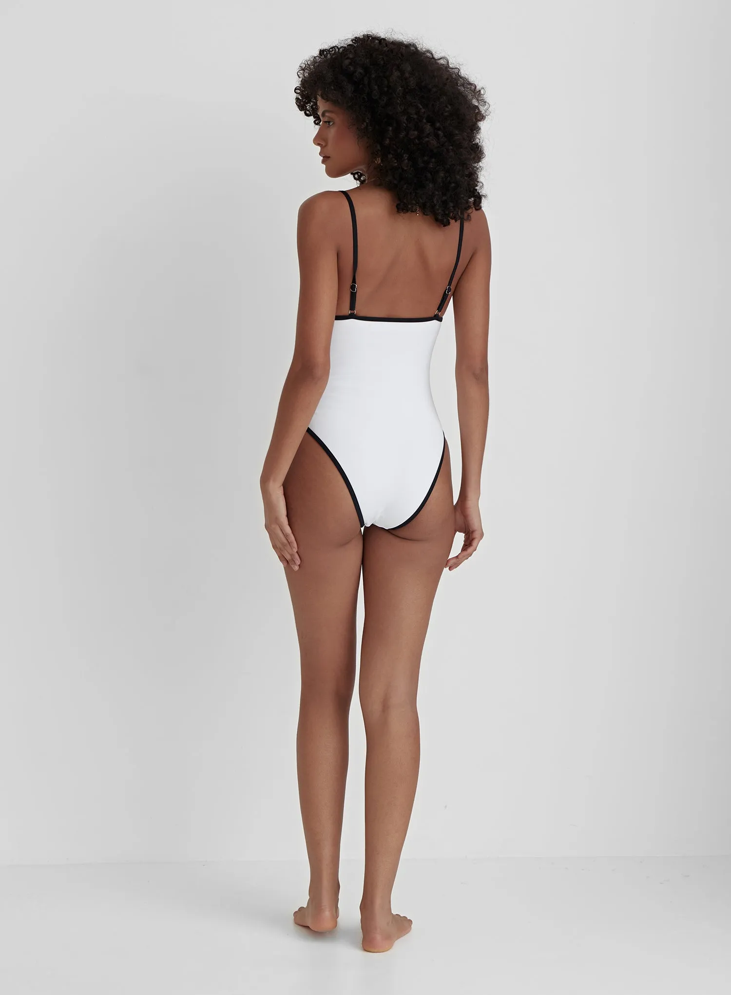 White Contrast Trim Swimsuit- Sicily sold by 4th and Reckless product image thumbnail 5