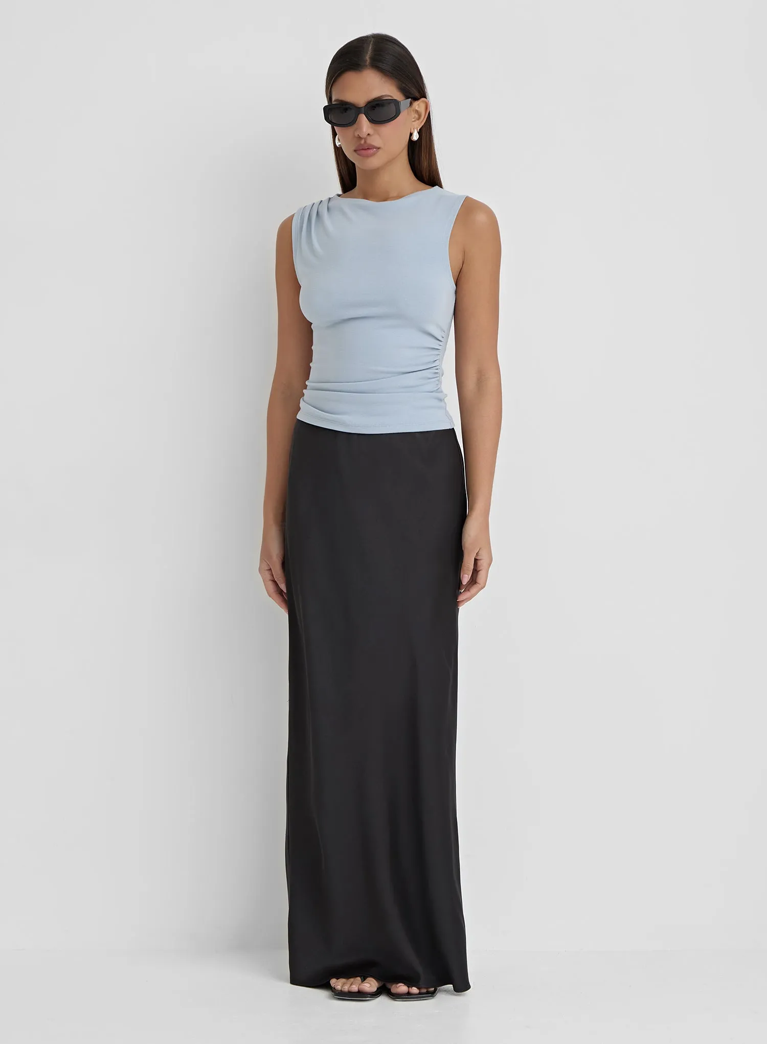 Blue Ruched Detail Sleeveless Top- Gabbi sold by 4th and Reckless product image thumbnail 2