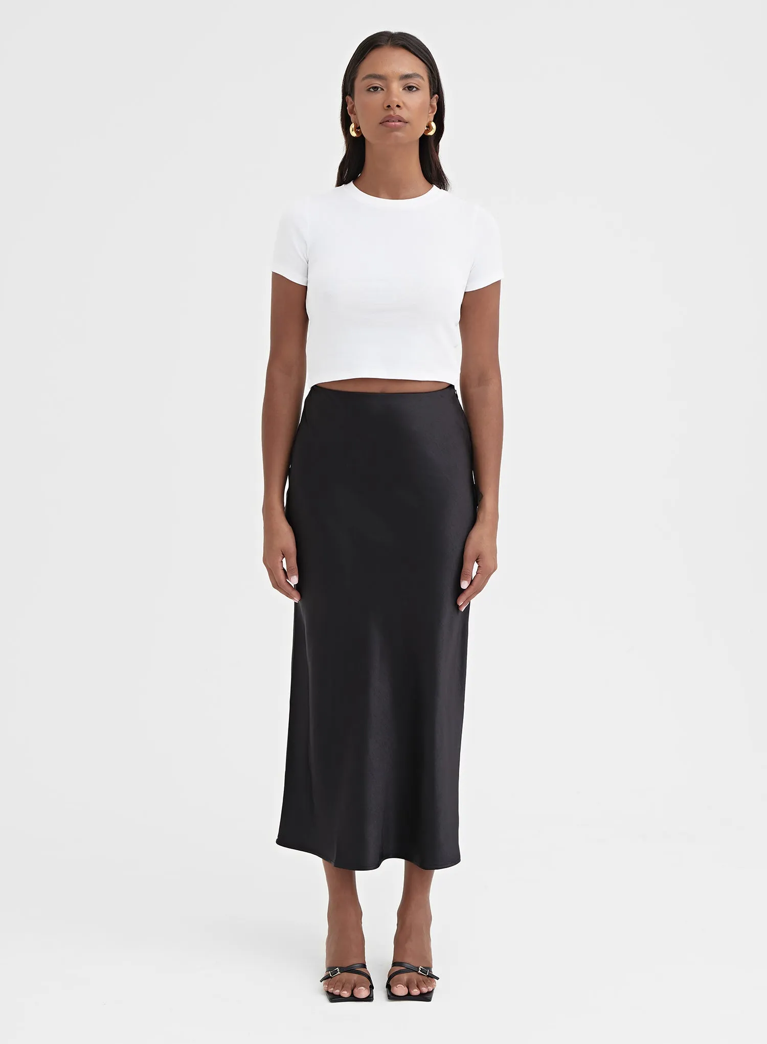 Black Satin Midaxi Skirt - Novah sold by 4th and Reckless product image thumbnail 5