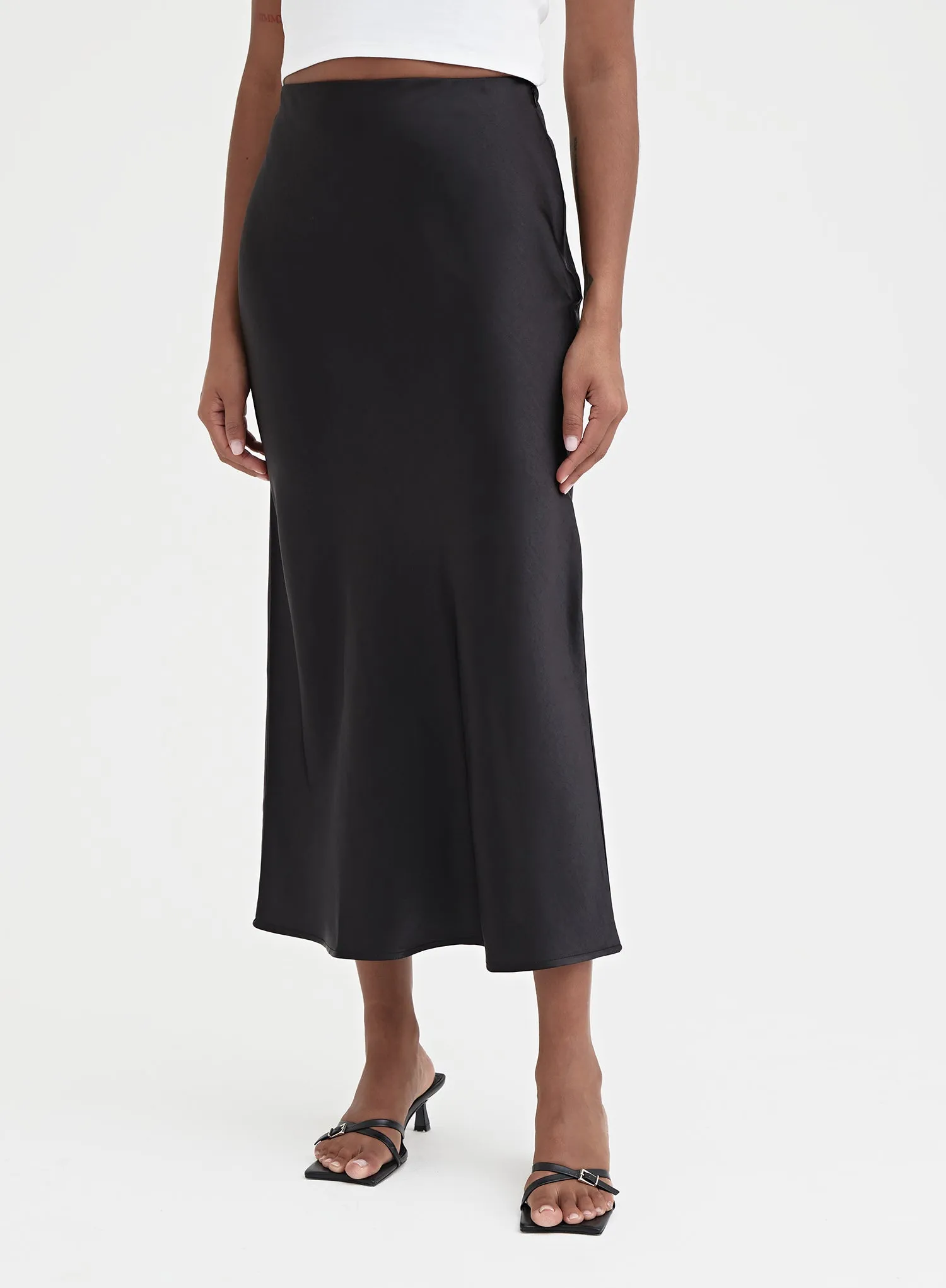 Black Satin Midaxi Skirt - Novah sold by 4th and Reckless product image thumbnail 2