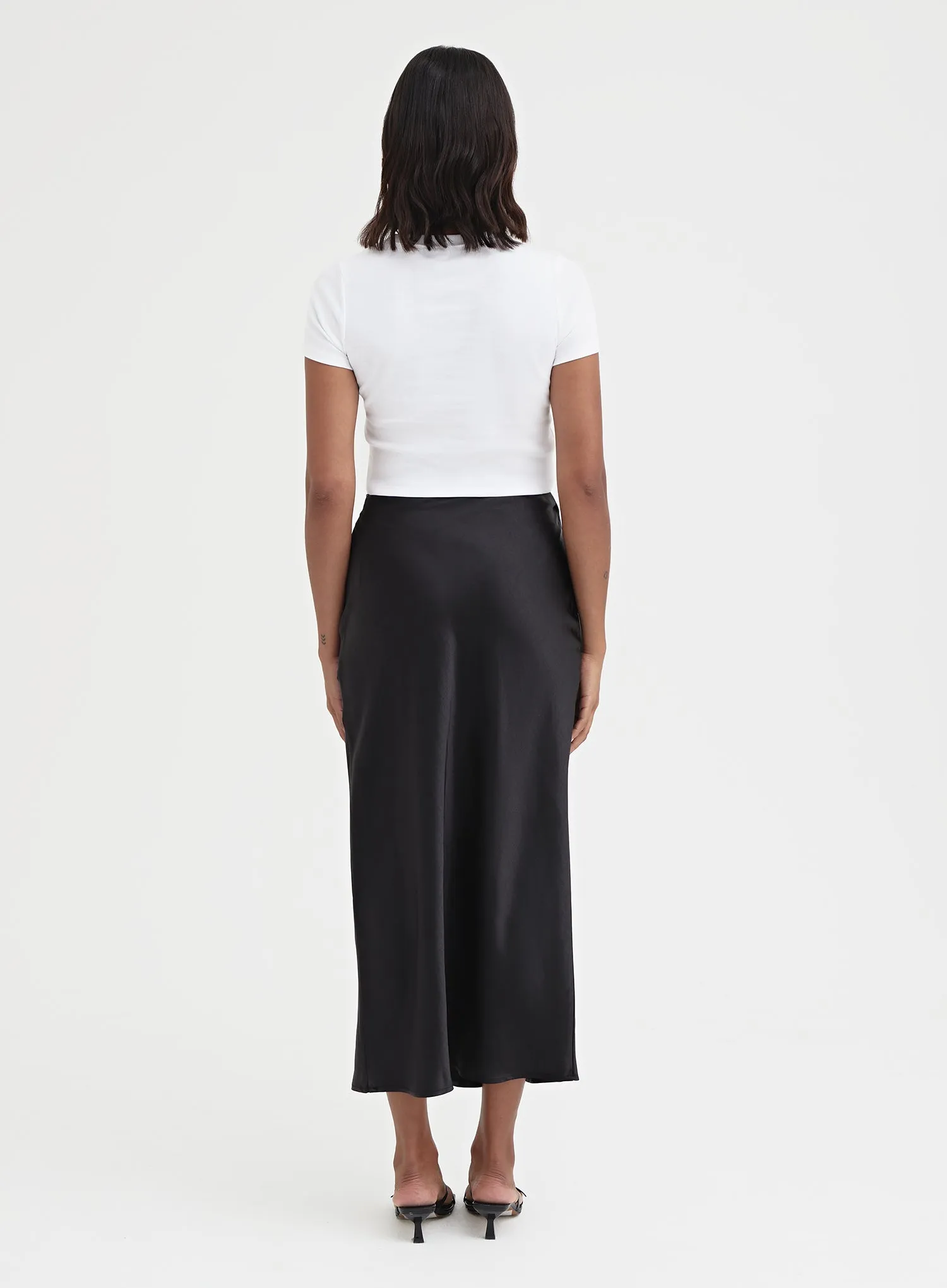 Black Satin Midaxi Skirt - Novah sold by 4th and Reckless product image thumbnail 4