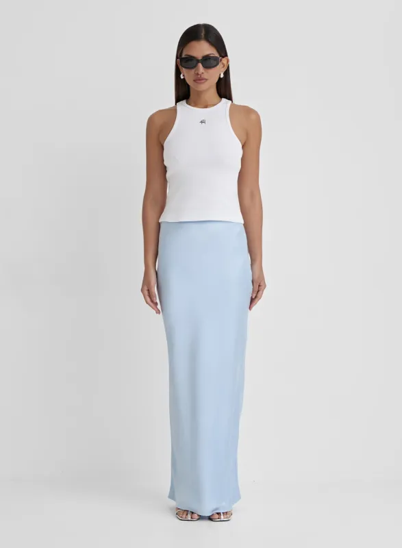 Blue Satin Maxi Skirt- Novah sold by 4th and Reckless