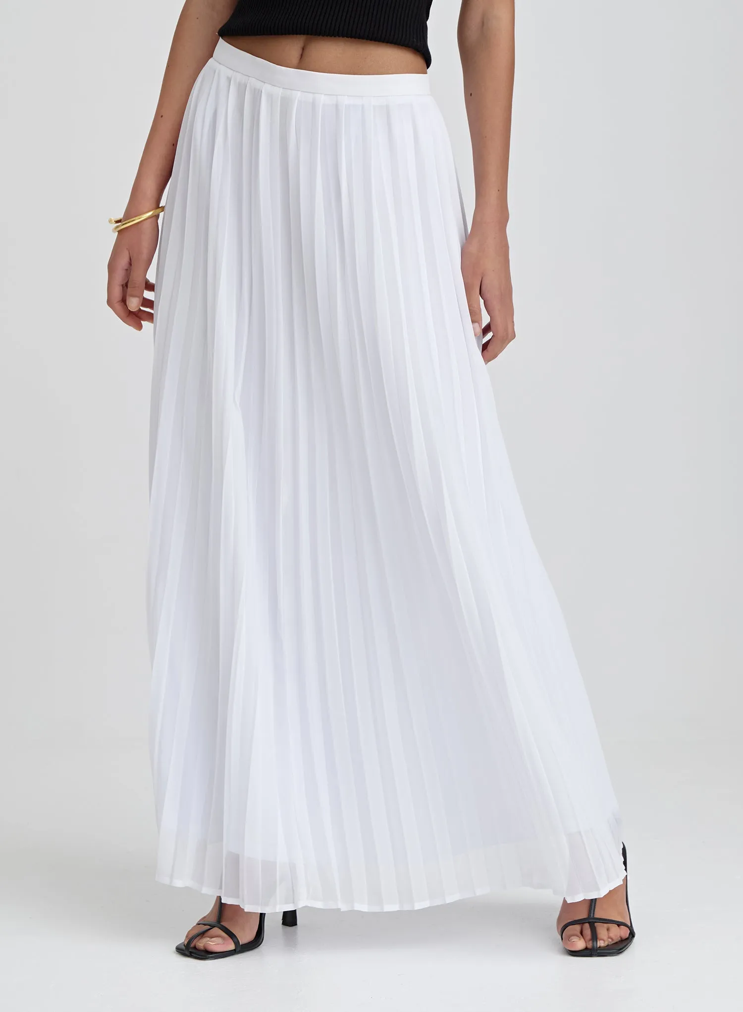 White Pleated Maxi Skirt- Hilda sold by 4th and Reckless product image thumbnail 2
