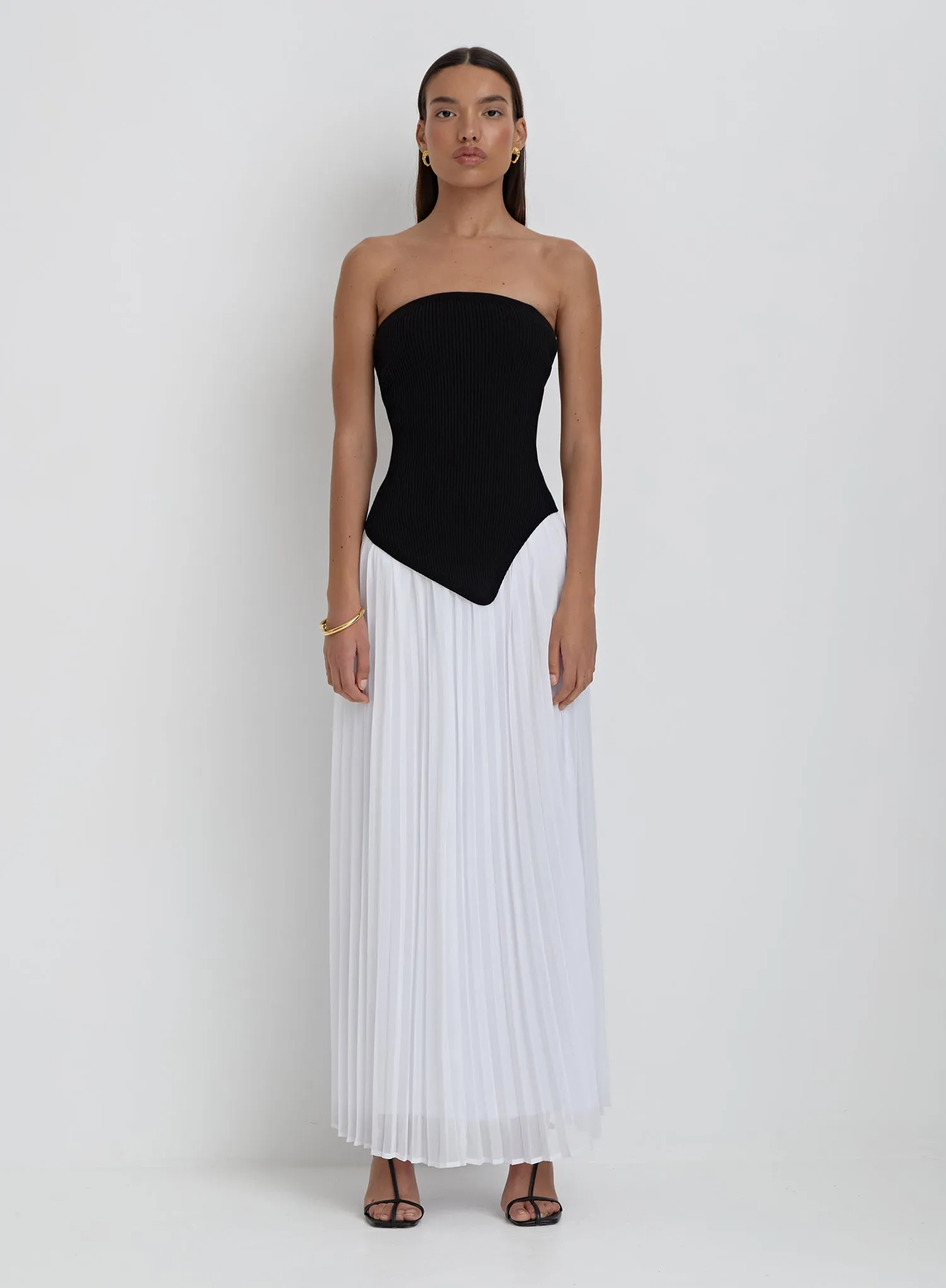 White Pleated Maxi Skirt- Hilda sold by 4th and Reckless