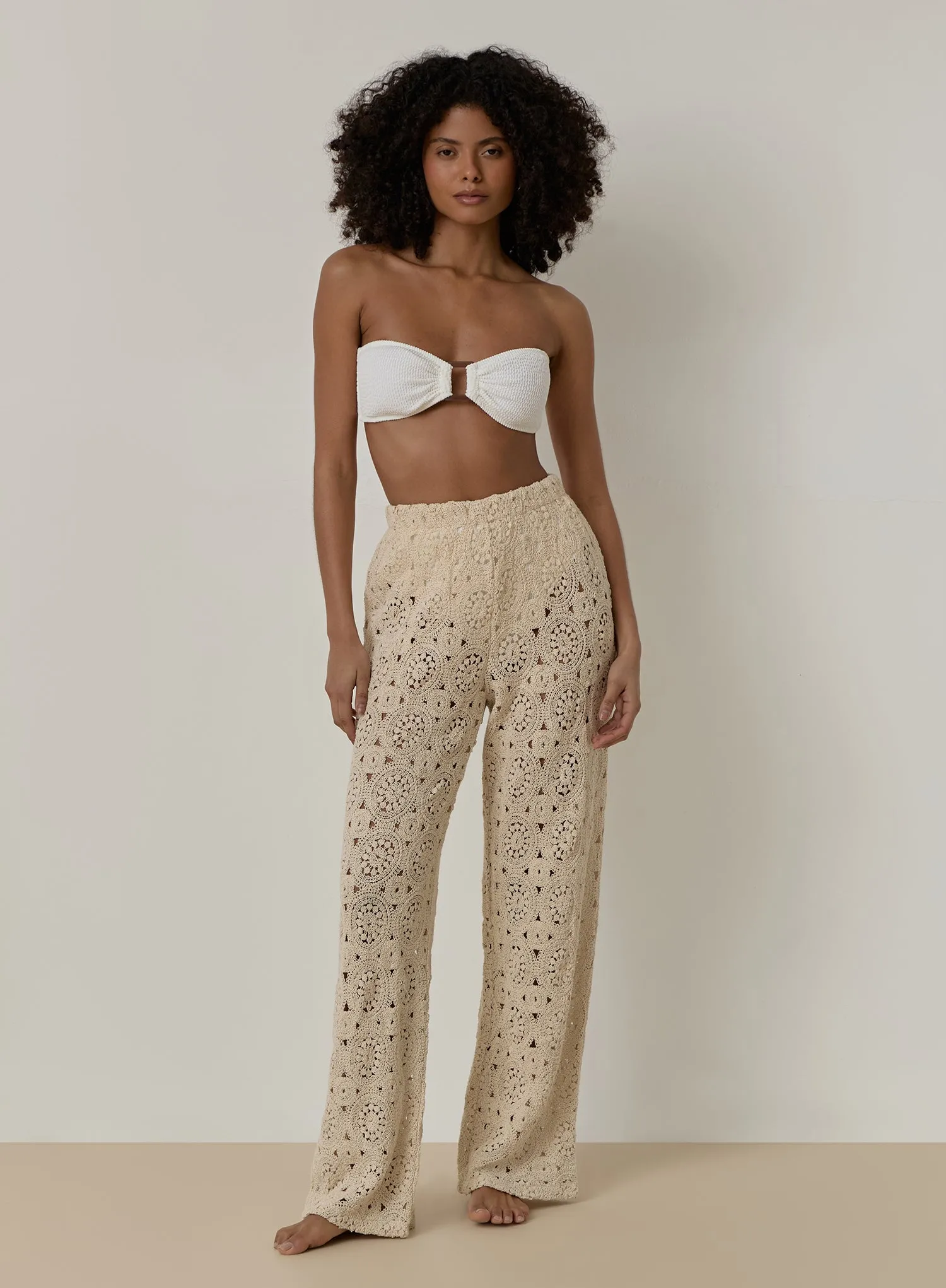 Cream Crochet Trousers- Soleil sold by 4th and Reckless product image thumbnail 5