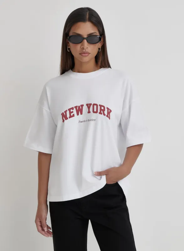 White New York T-shirt- Macy sold by 4th and Reckless