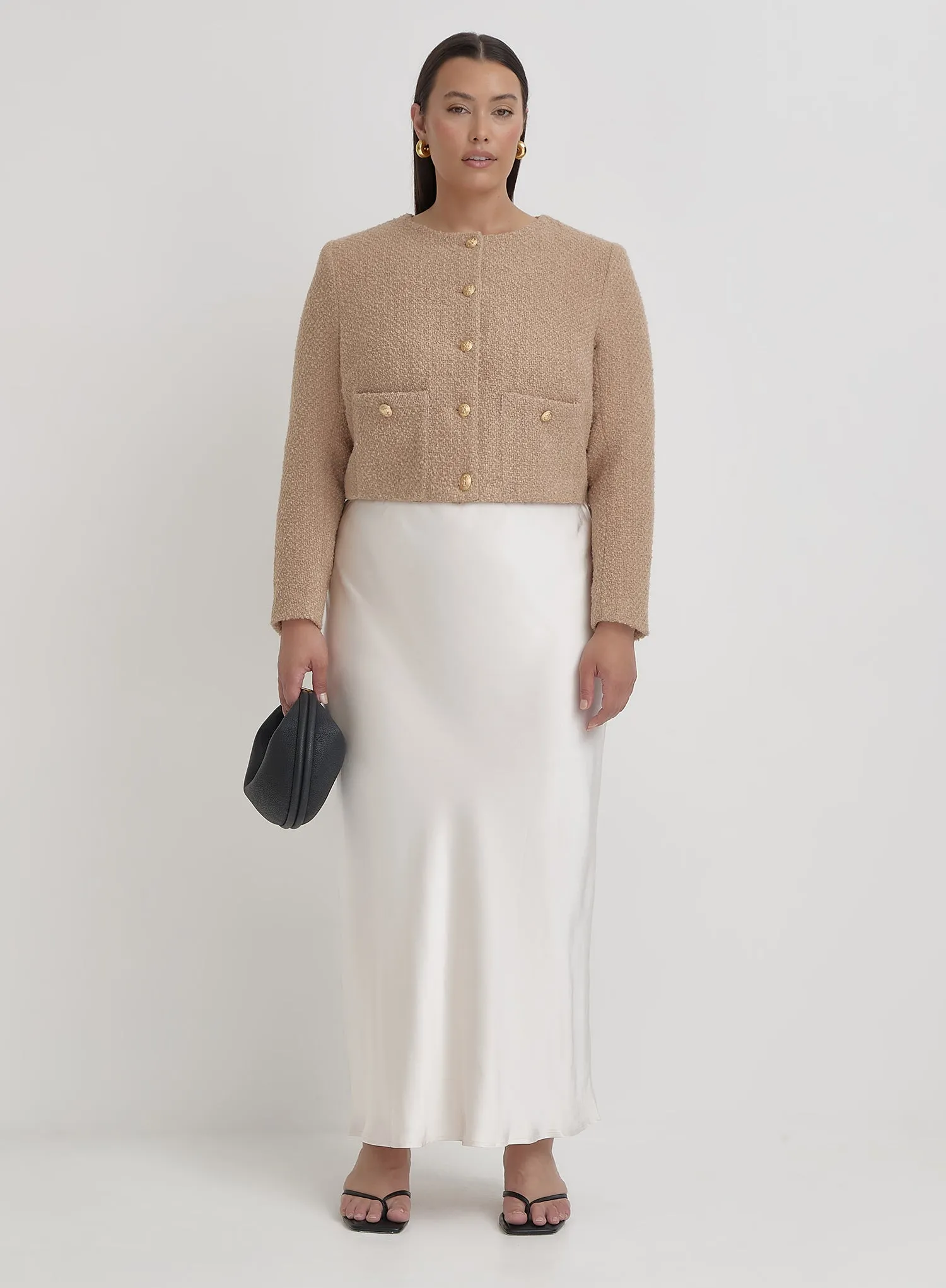 Camel Plus Size Tweed Wool Jacket- Helena sold by 4th and Reckless product image thumbnail 2