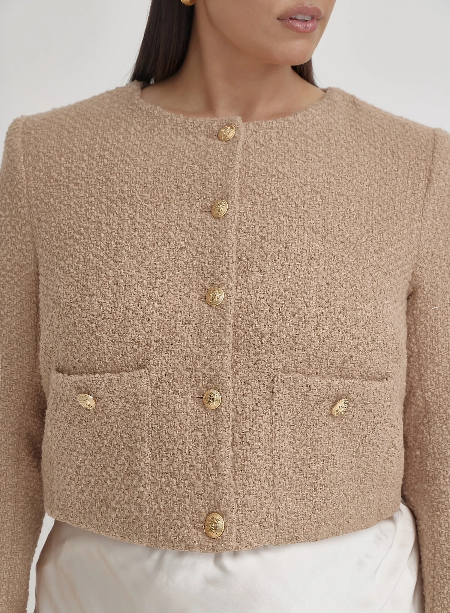 Camel Plus Size Tweed Wool Jacket- Helena sold by 4th and Reckless product image thumbnail 3