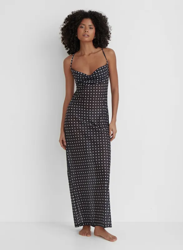 Black And White Polka Dot Sheer Dress- Milan sold by 4th and Reckless