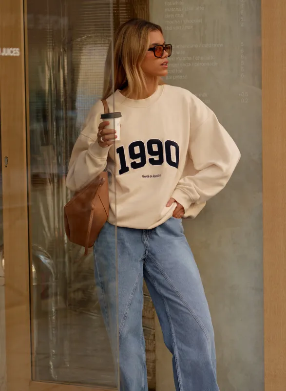 Cream 1990 Sweatshirt sold by 4th and Reckless