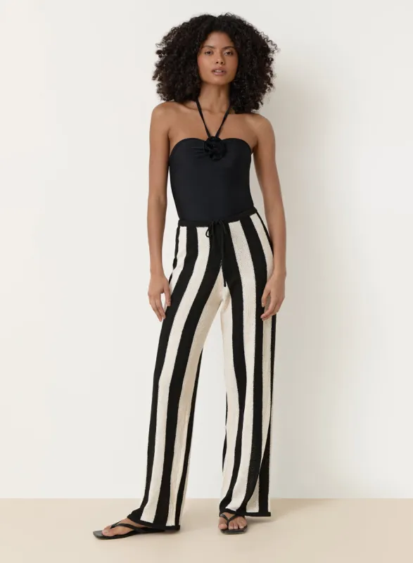 Black And White Striped Knit Trouser- Cuba sold by 4th and Reckless