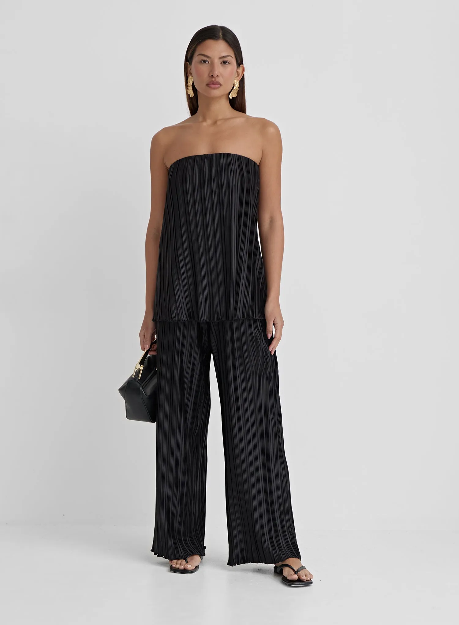 Black Plisse Bandeau Top- Olivia sold by 4th and Reckless product image thumbnail 2