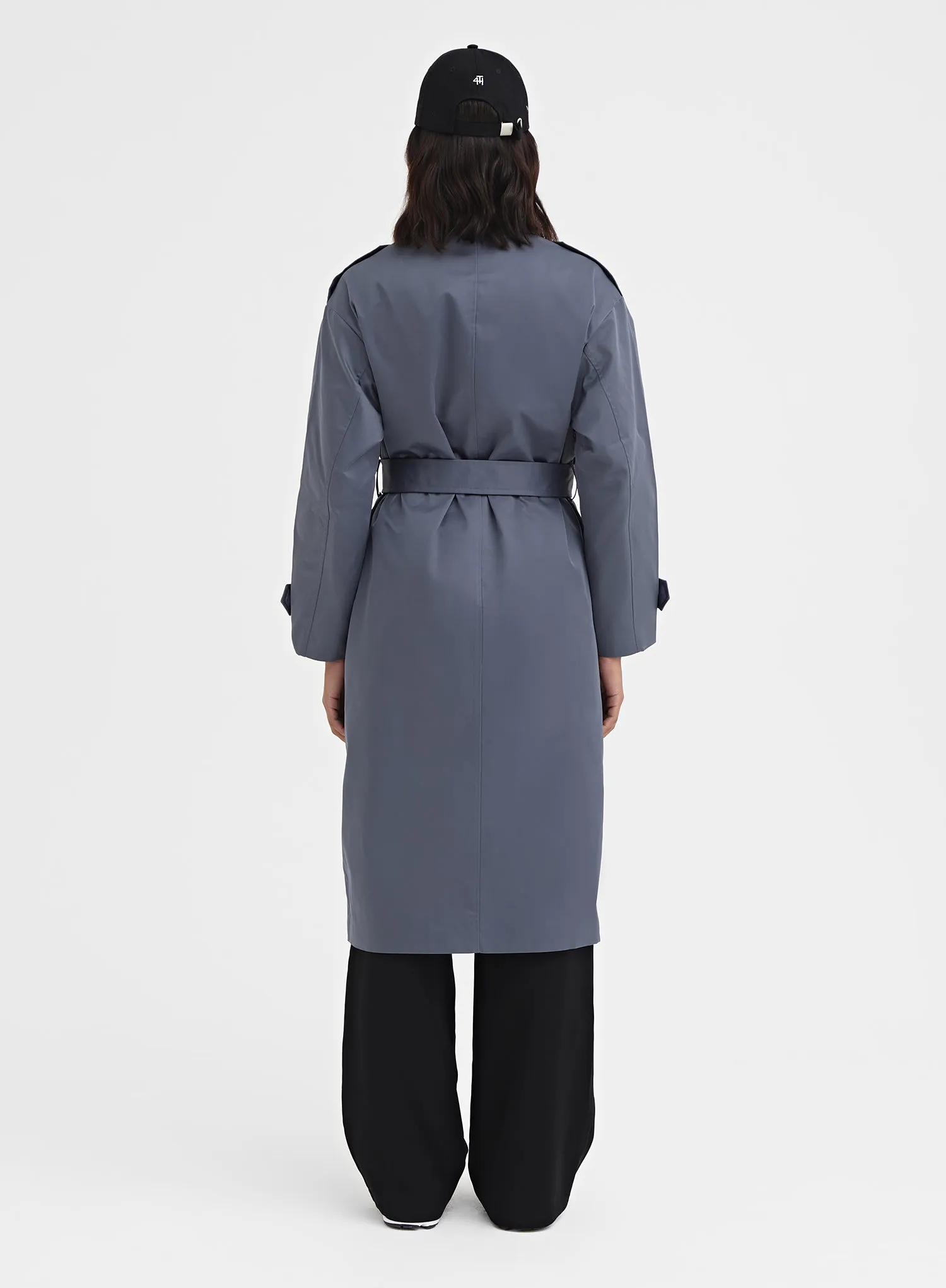 Slate Blue Belted Trench Coat - Lille sold by 4th and Reckless product image thumbnail 4