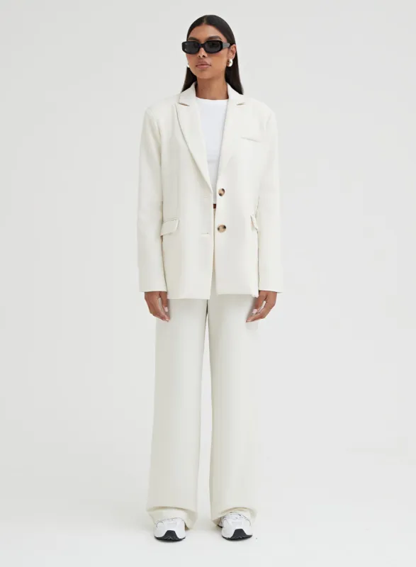 Cream Asymmetric Wide Leg Trouser – Georgina sold by 4th and Reckless