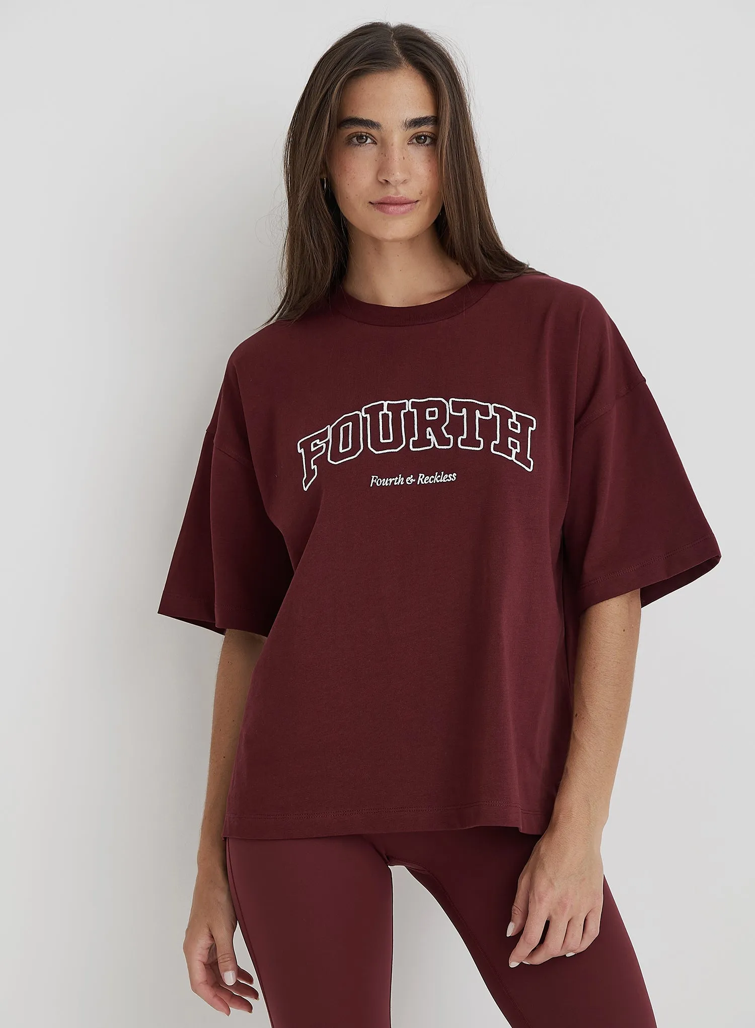 Burgundy Fourth Slogan Oversized Tee- Finley sold by 4th and Reckless product image thumbnail 5