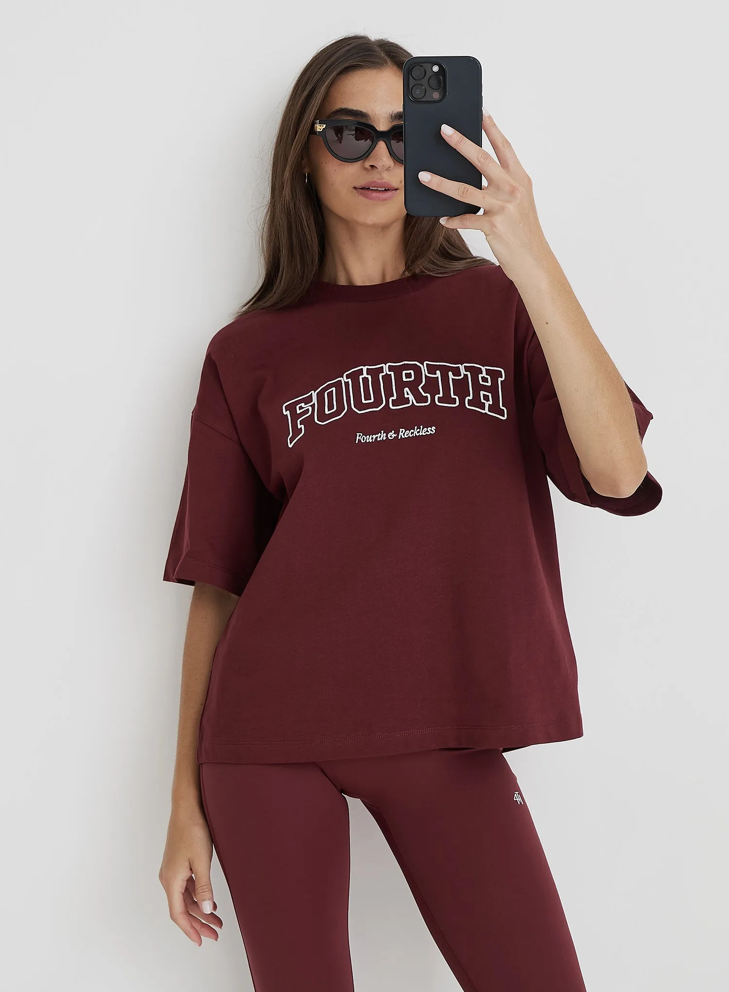 Burgundy Fourth Slogan Oversized Tee- Finley sold by 4th and Reckless product image thumbnail 3