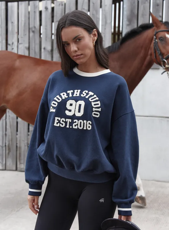 Navy Fourth Studio Relaxed Oversized Sweatshirt- Davis sold by 4th and Reckless