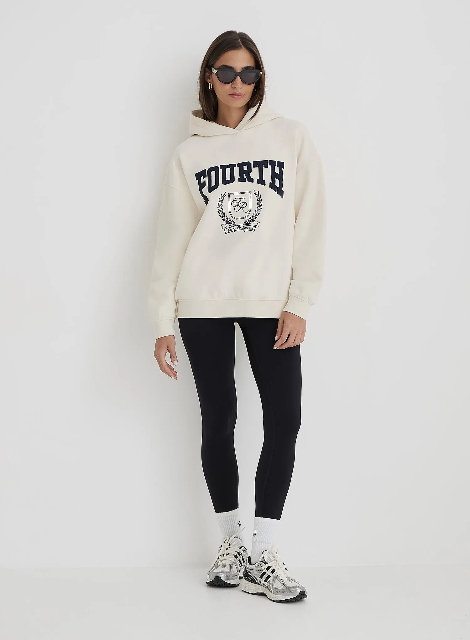 Cream Fourth Varsity Emblem Oversized Hoodie sold by 4th and Reckless product image thumbnail 4