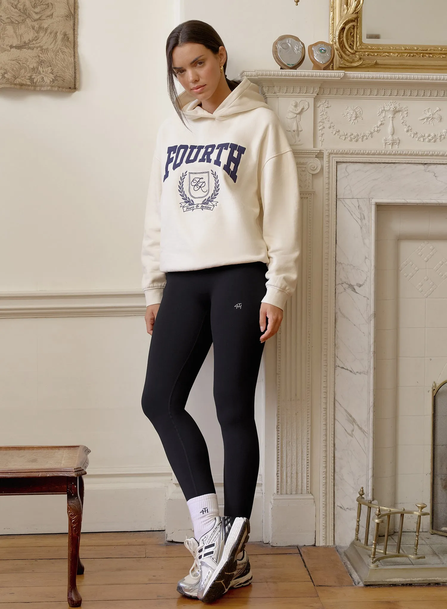 Cream Fourth Varsity Emblem Oversized Hoodie sold by 4th and Reckless