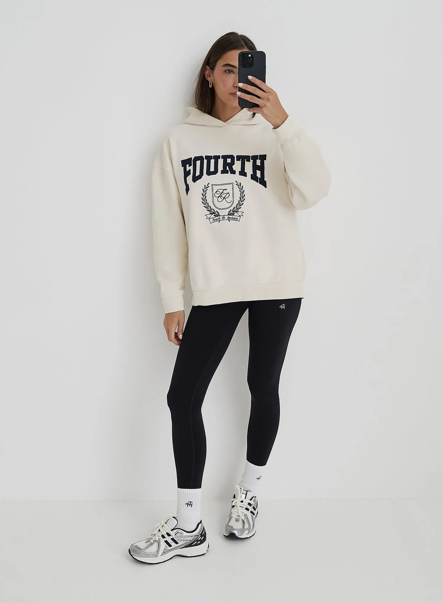 Cream Fourth Varsity Emblem Oversized Hoodie sold by 4th and Reckless product image thumbnail 2