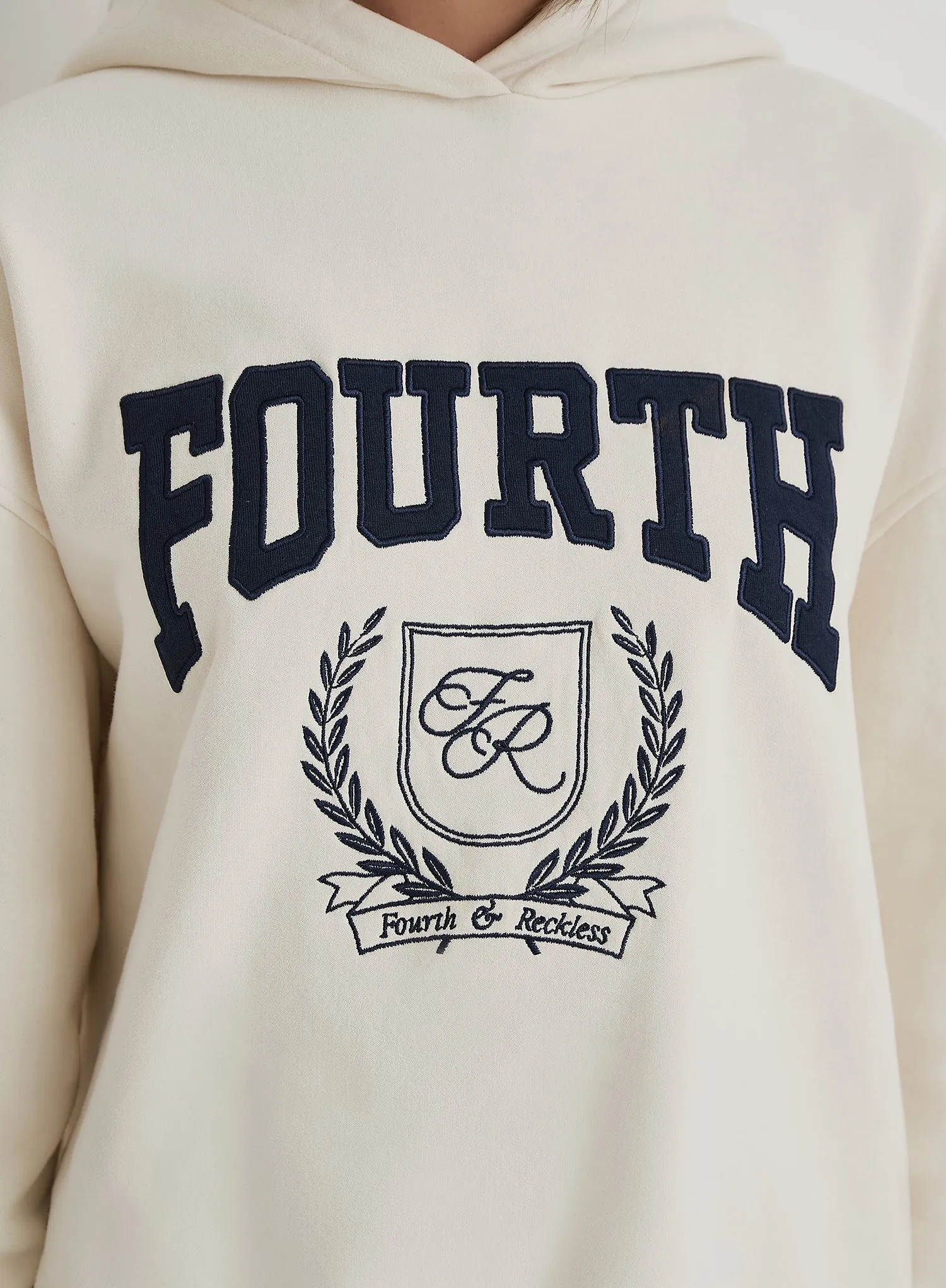 Cream Fourth Varsity Emblem Oversized Hoodie sold by 4th and Reckless product image thumbnail 3