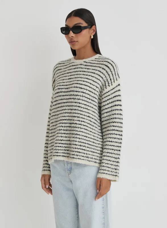 Stripe Oversized Brushed Knit Jumper- Eli sold by 4th and Reckless