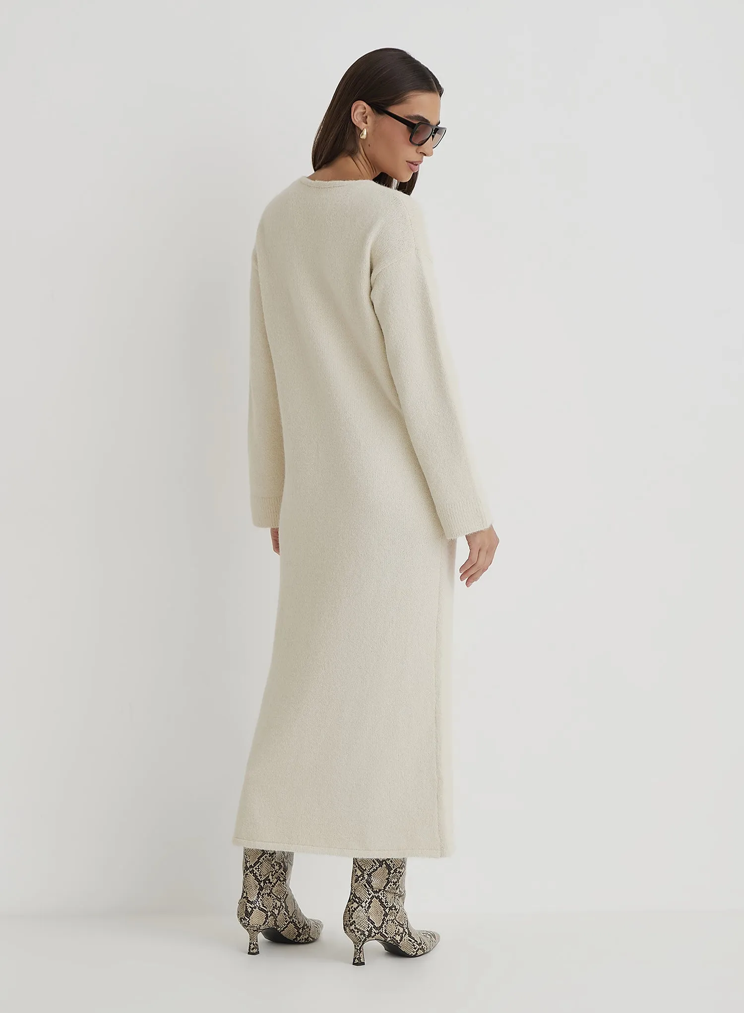 Cream V Neck Knitted Maxi Dress sold by 4th and Reckless product image thumbnail 5