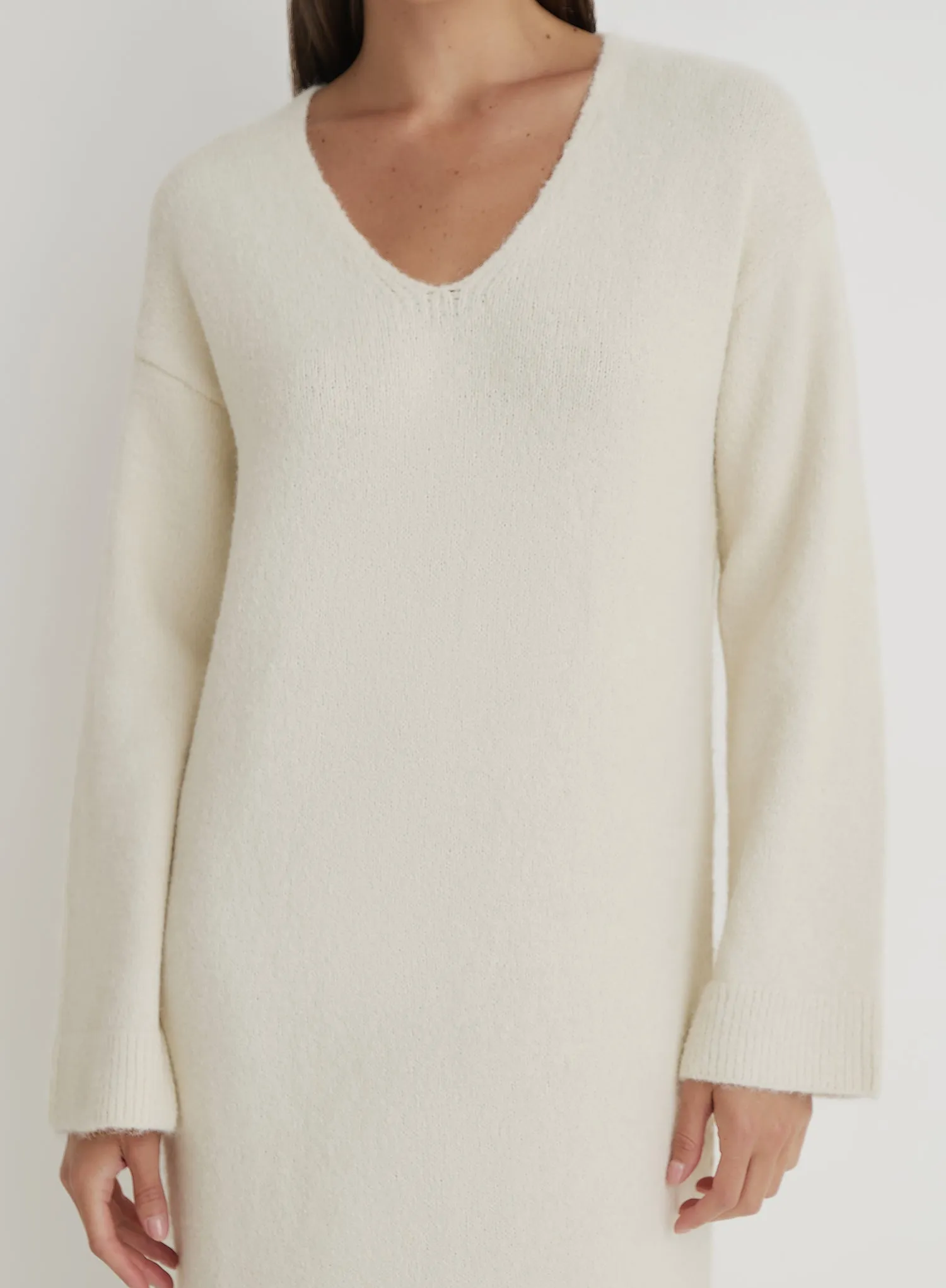 Cream V Neck Knitted Maxi Dress sold by 4th and Reckless product image thumbnail 3