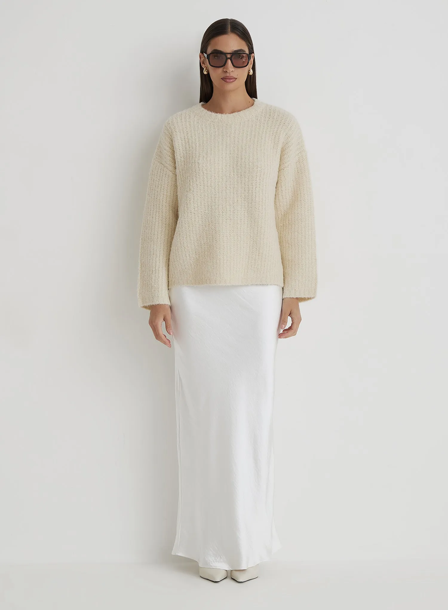 Cream Oversized Knitted Jumper- Abbie sold by 4th and Reckless product image thumbnail 2