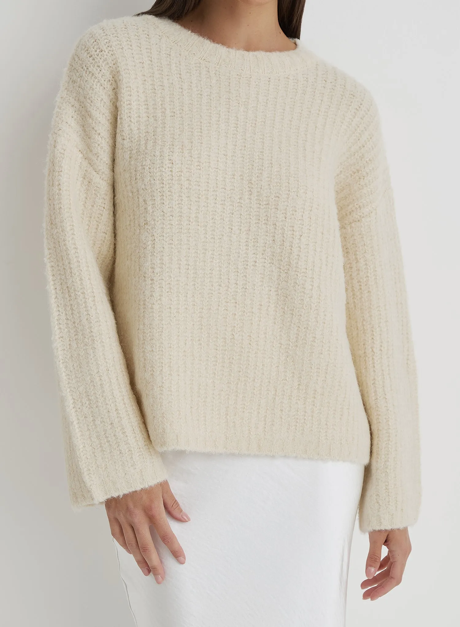 Cream Oversized Knitted Jumper- Abbie sold by 4th and Reckless product image thumbnail 3