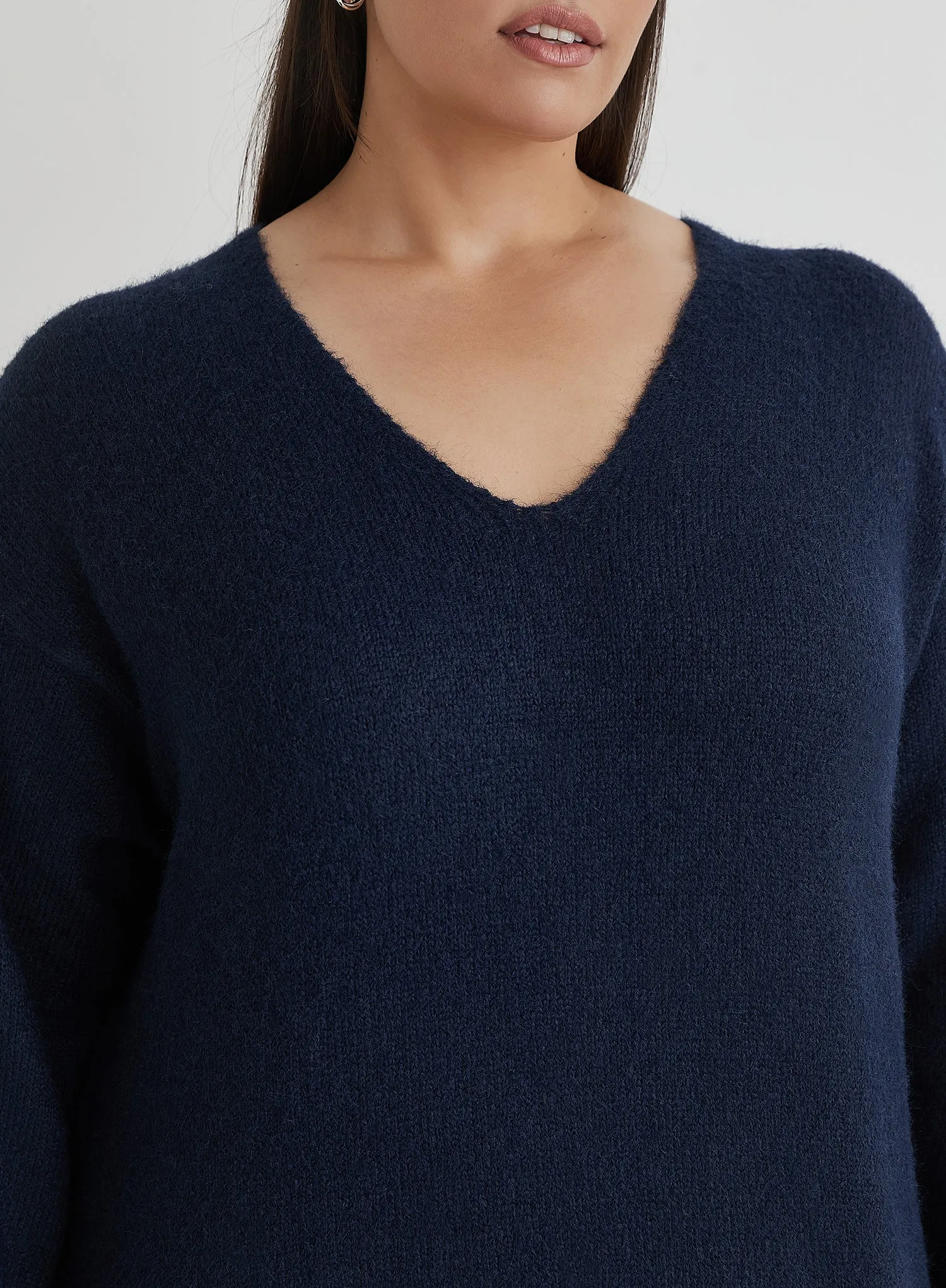 Navy Plus Size V Neck Knitted Maxi Dress- Dahlia sold by 4th and Reckless product image thumbnail 3