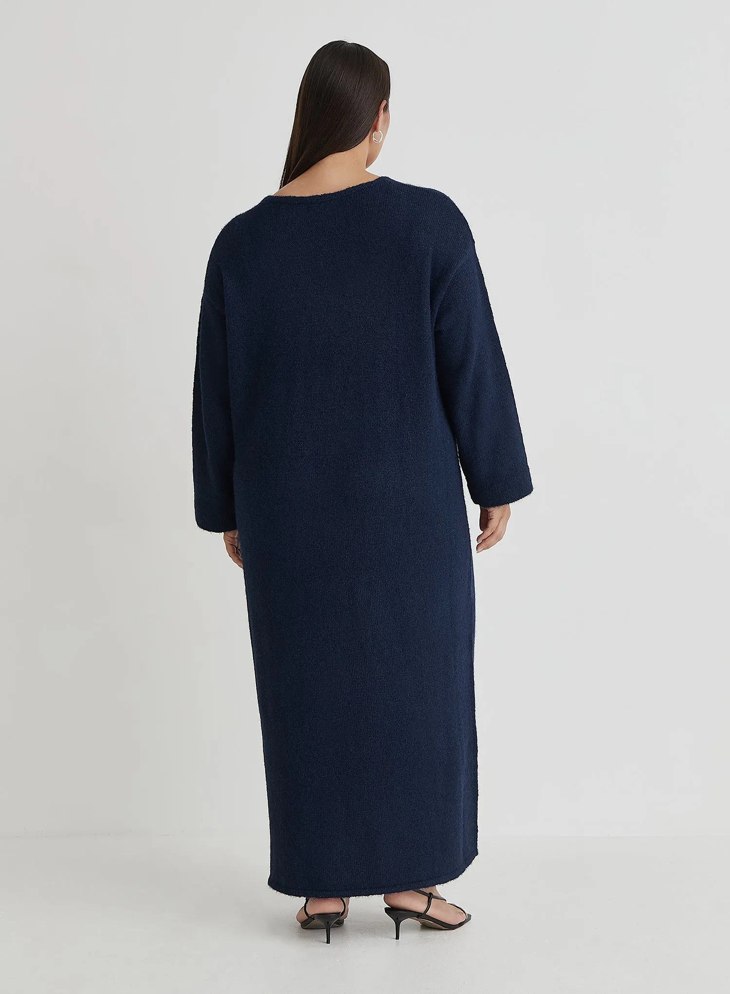 Navy Plus Size V Neck Knitted Maxi Dress- Dahlia sold by 4th and Reckless product image thumbnail 4