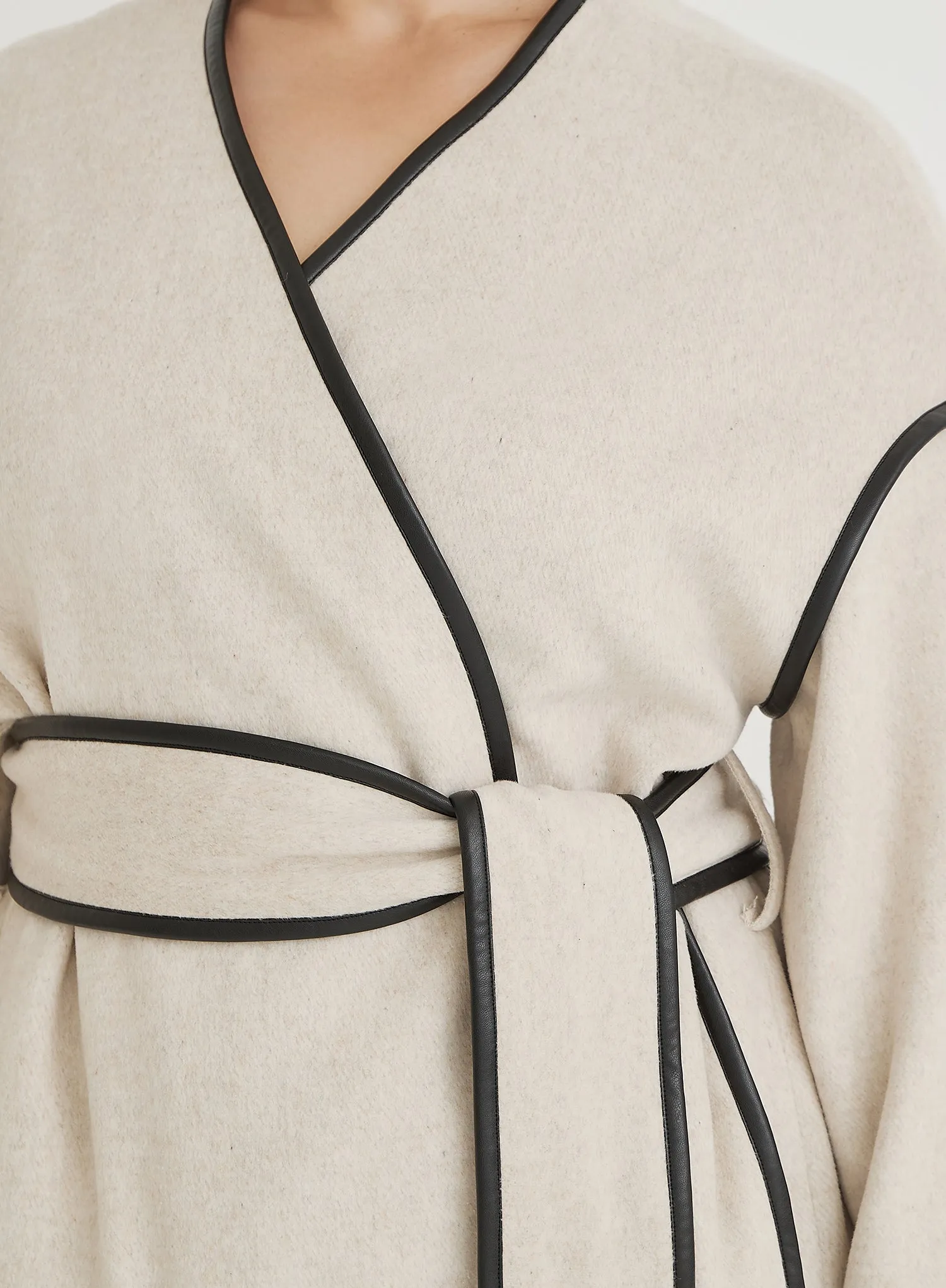 Cream Plus Size Wool Tie Waist Shacket- Hariette sold by 4th and Reckless product image thumbnail 4