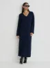 Navy V Neck Knitted Maxi Dress- Dahlia sold by 4th and Reckless