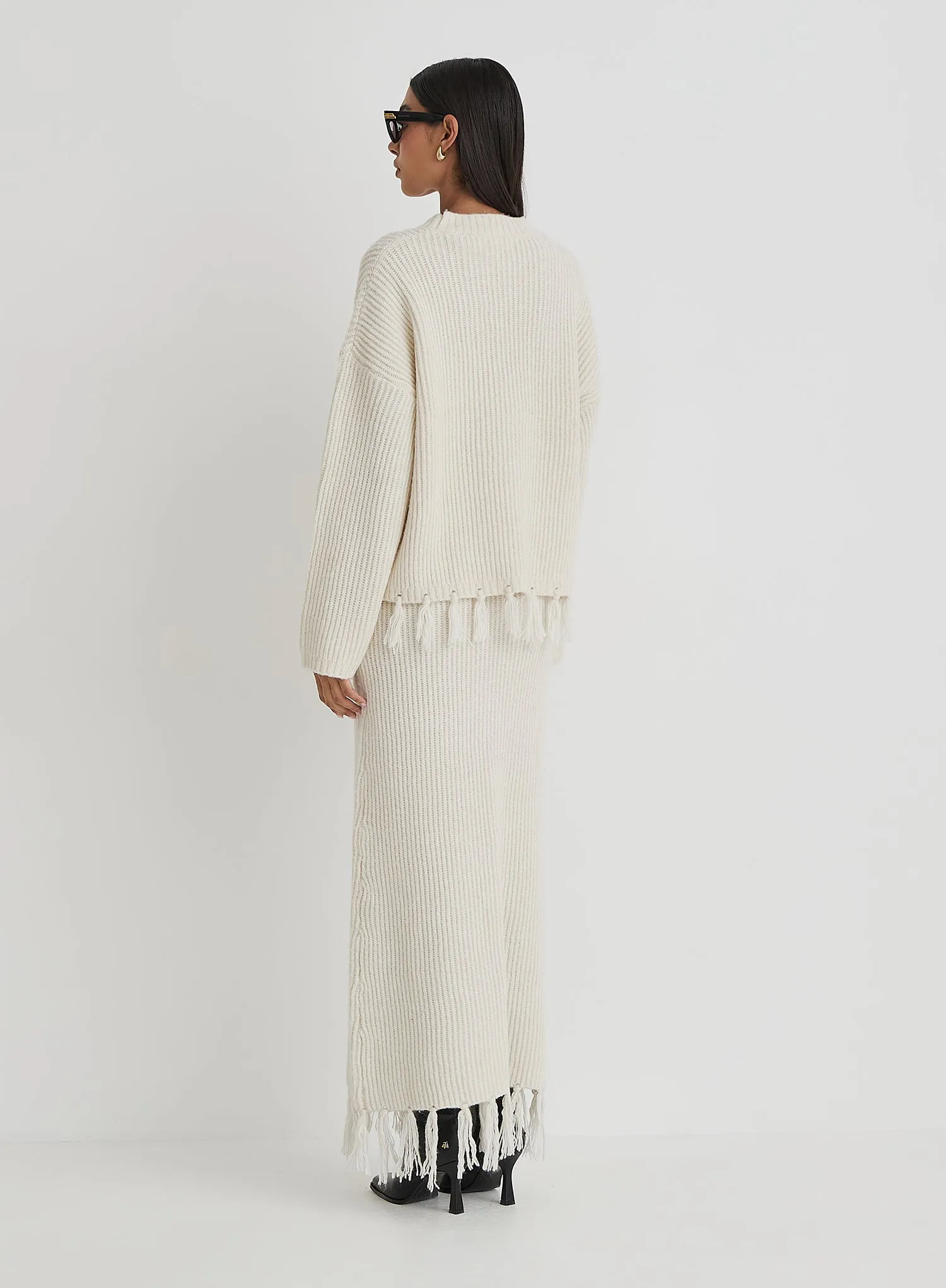 Cream Oversized Tassle Trim Jumper- Fallon sold by 4th and Reckless product image thumbnail 5