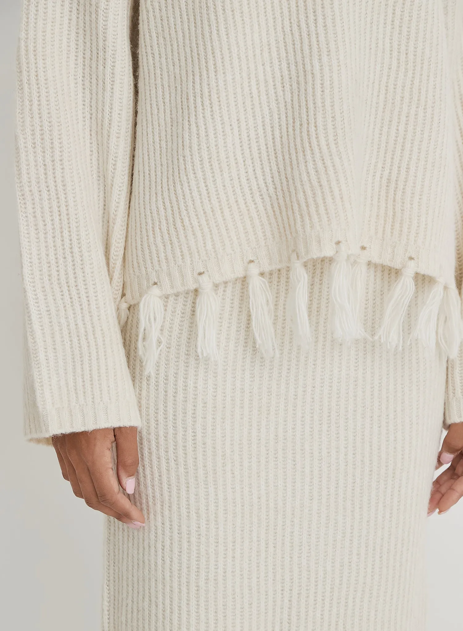 Cream Oversized Tassle Trim Jumper- Fallon sold by 4th and Reckless product image thumbnail 3